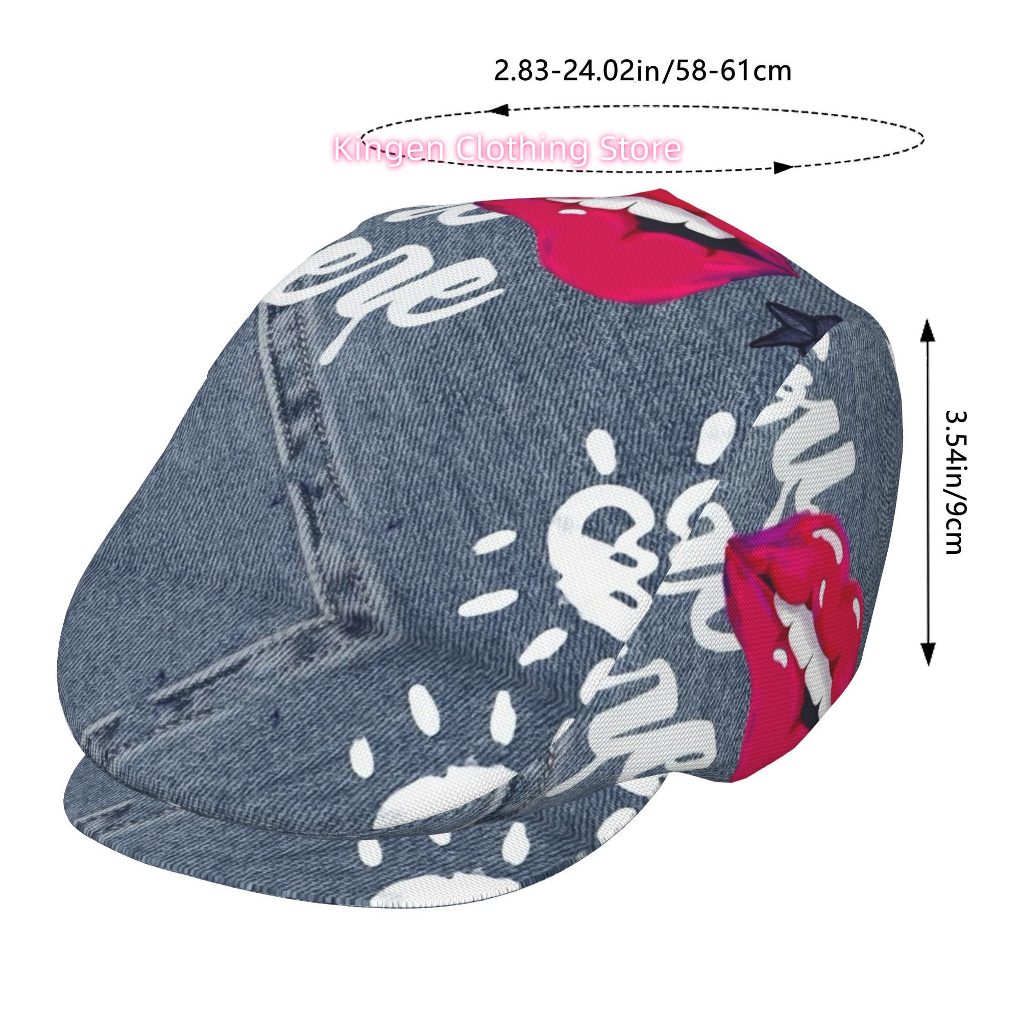 1pc Red Lips on All-over Print - đánh giá và giá Newsboy Cap Ivy
