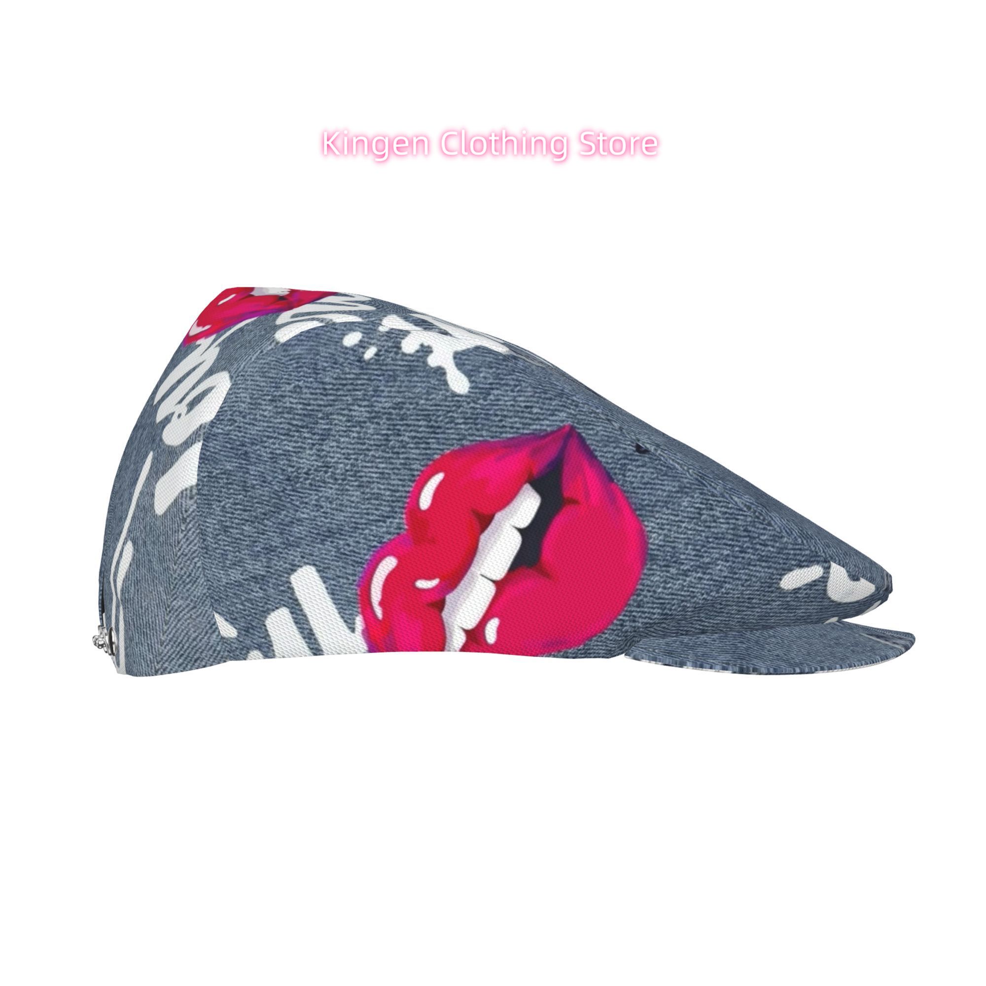 1pc Red Lips on All-over Print - đánh giá và giá Newsboy Cap Ivy