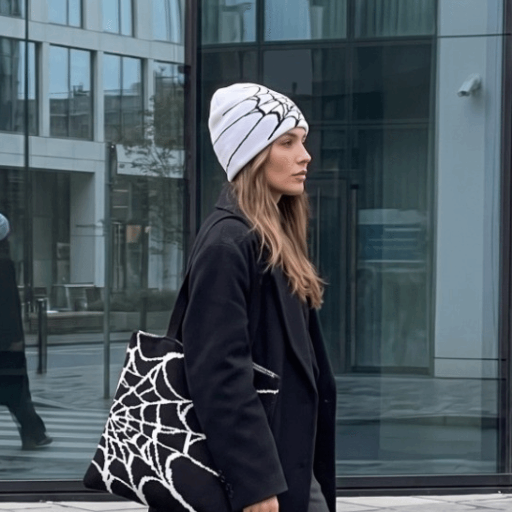 Gothic Soft Spider Web Pattern - đánh giá và giá Beanie Cuffed Knit