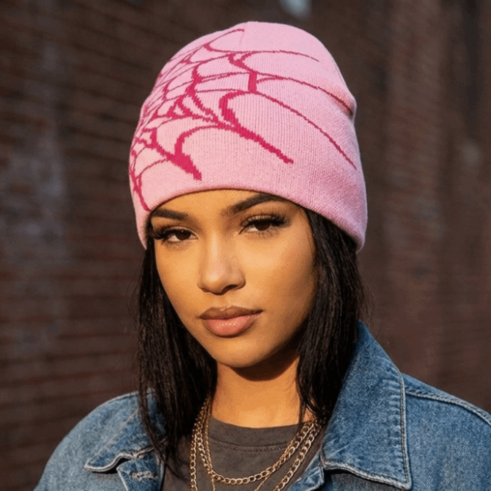 Gothic Soft Spider Web Pattern - đánh giá và giá Beanie Cuffed Knit