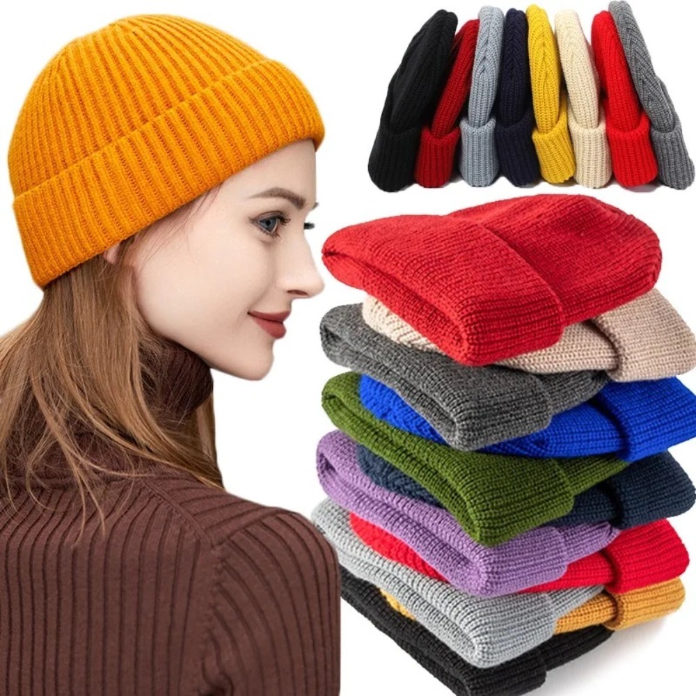 Autumn Winter Unisex Solid Col - đánh giá và giá Beanie Cuffed Knit